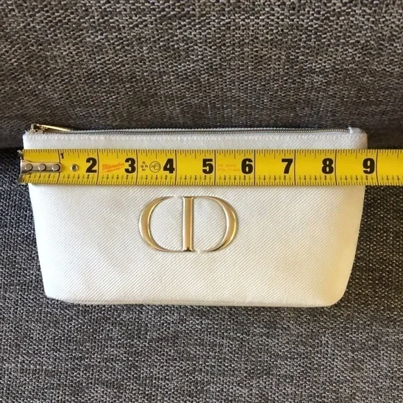 Dior Beauty Makeup Bag Pouch Off White Cream Velvet Medium Makeup Bag Authentic